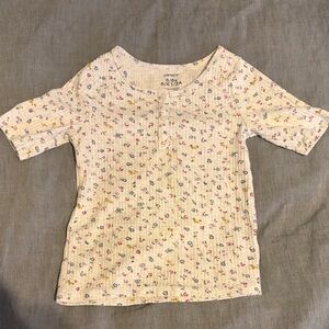 Carter's girls size 6 grey ribbed Floral Short Sleeve Tee